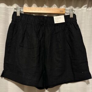 Abercrombie & Fitch Black High Waist Linen Shorts